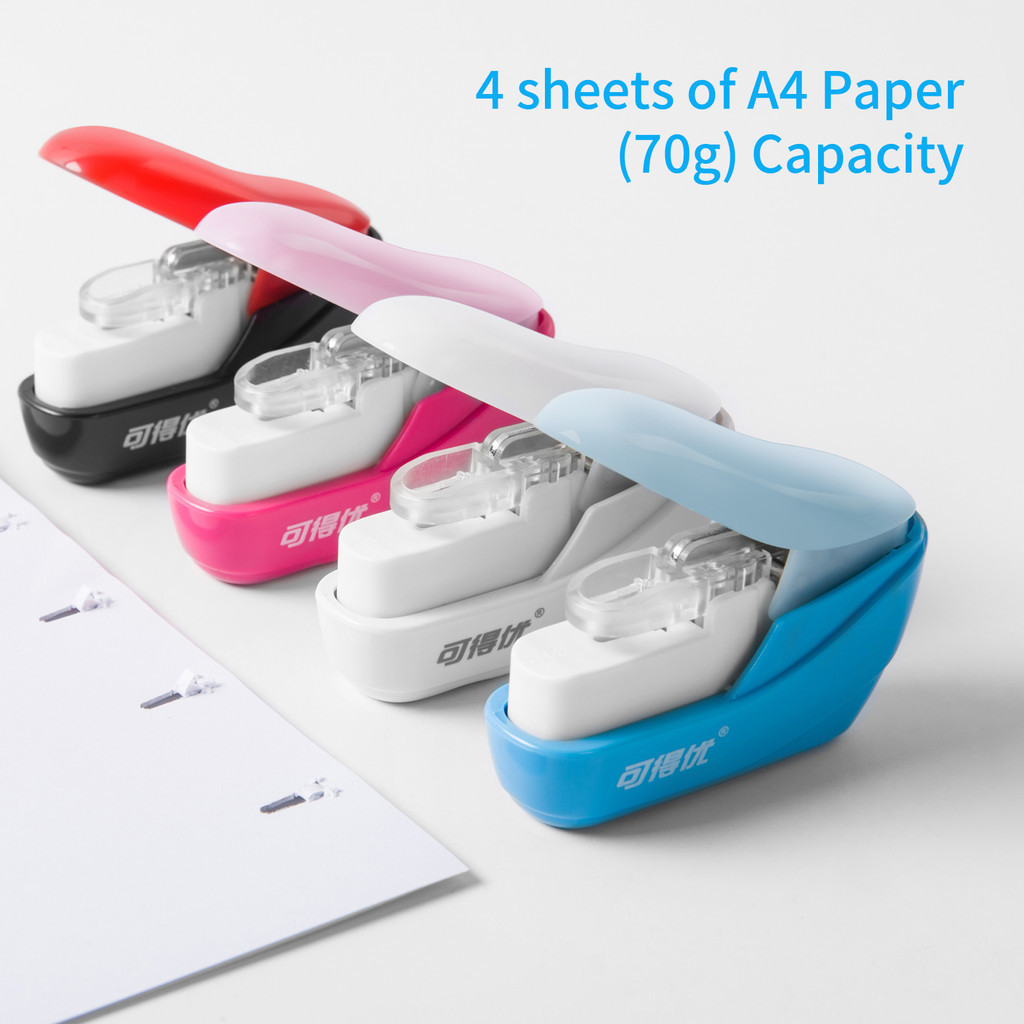 

KW-triO Hand-held Mini Safe Stapler No Staples Stapleless 4 Sheets Capacity for Paper Binding Shop School Office Home