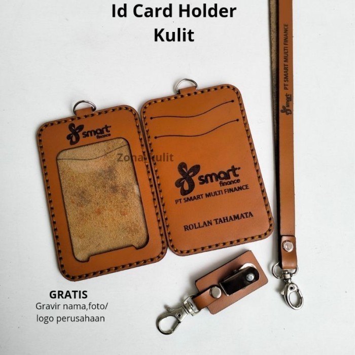 

Id Card Holder Kulit Name Tag Kulit Custom Nama Logo Perusahaan - Tan, Polos