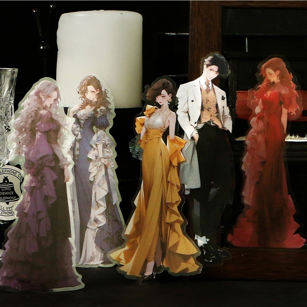 

[Gongjin] 20pcs Sticker Ball Gown Estetik Baju Pesta PET Tahan Anti Air Scrapbook Bujo