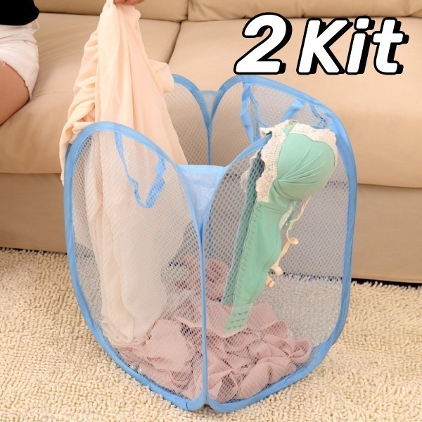 

2 Unit Keranjang Baju Kotor Lipat Tempat Pakaian Kotor Laundry Bag Aesthetic Minimalis
