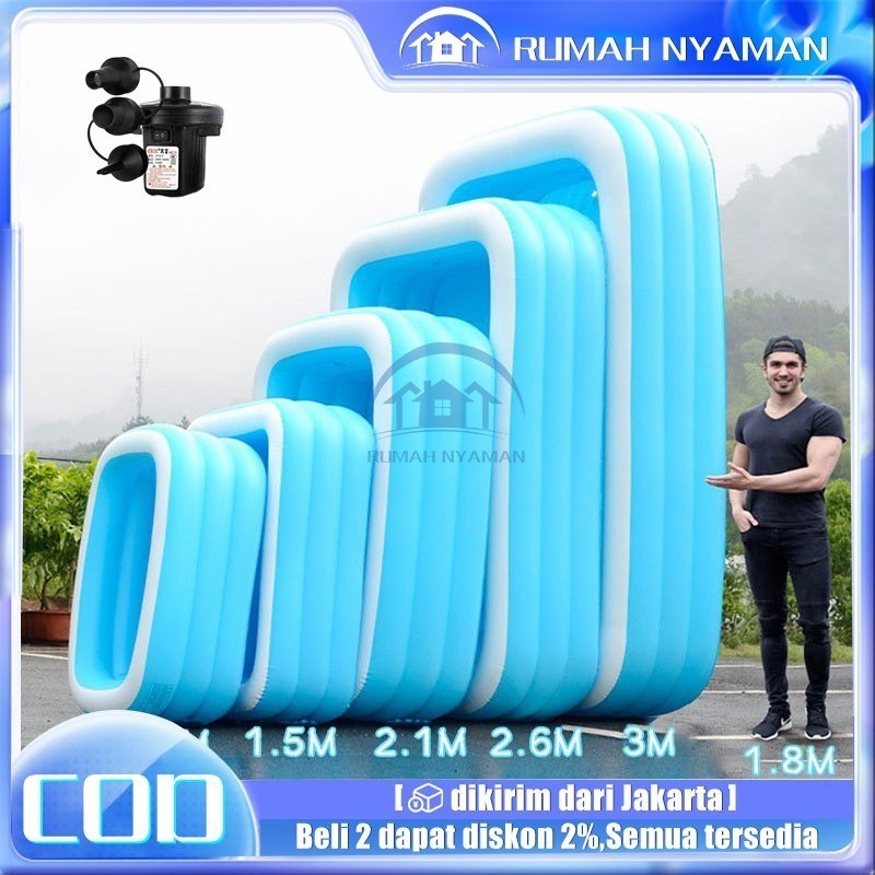 kolam renang anak jumbo 3m+Pompa petak karet bahan tebal 3M kolamrenang anak besar murah Inflatable 