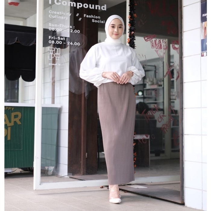 ROK PLISKET LIDI HYGET PREMIUM /ROK PLISKET MODEL SPAN POLOS HIJABER - Hitam
