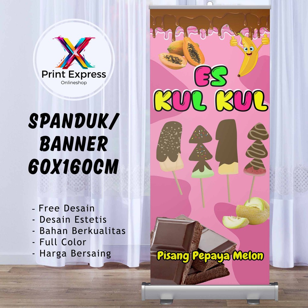 Cetak Spanduk Es Kulkul Pisang Pepaya Melon 60x160 Cm Bisa Rekues Free