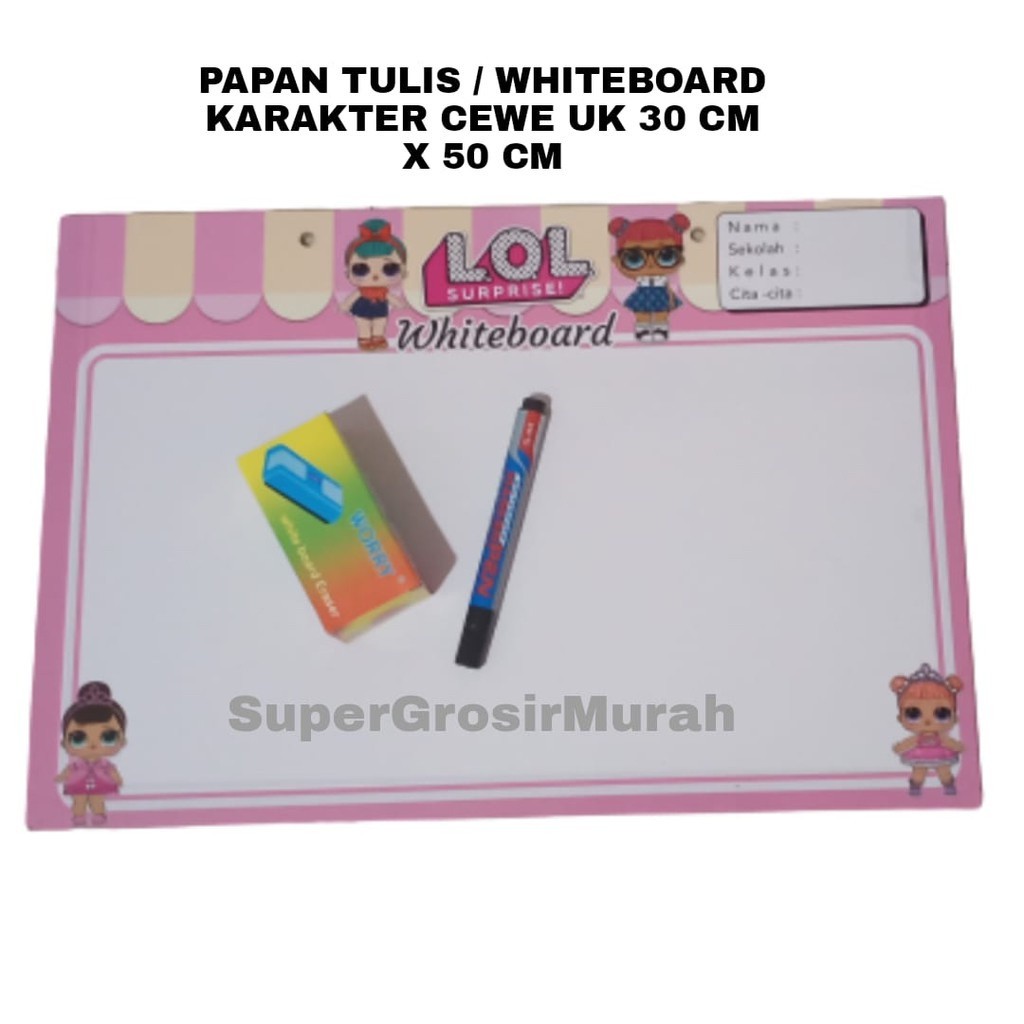 

NAT - Papan tulis uk 40x60 cm motif cewe free spidol dan penghapus