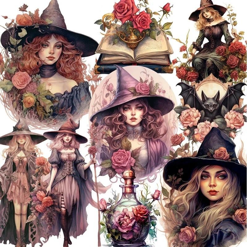 

20Pcs/Pack Retro Flower Witch Sticker DIY Craft Scrapbooking Album Junk Journal Decorative Stickers