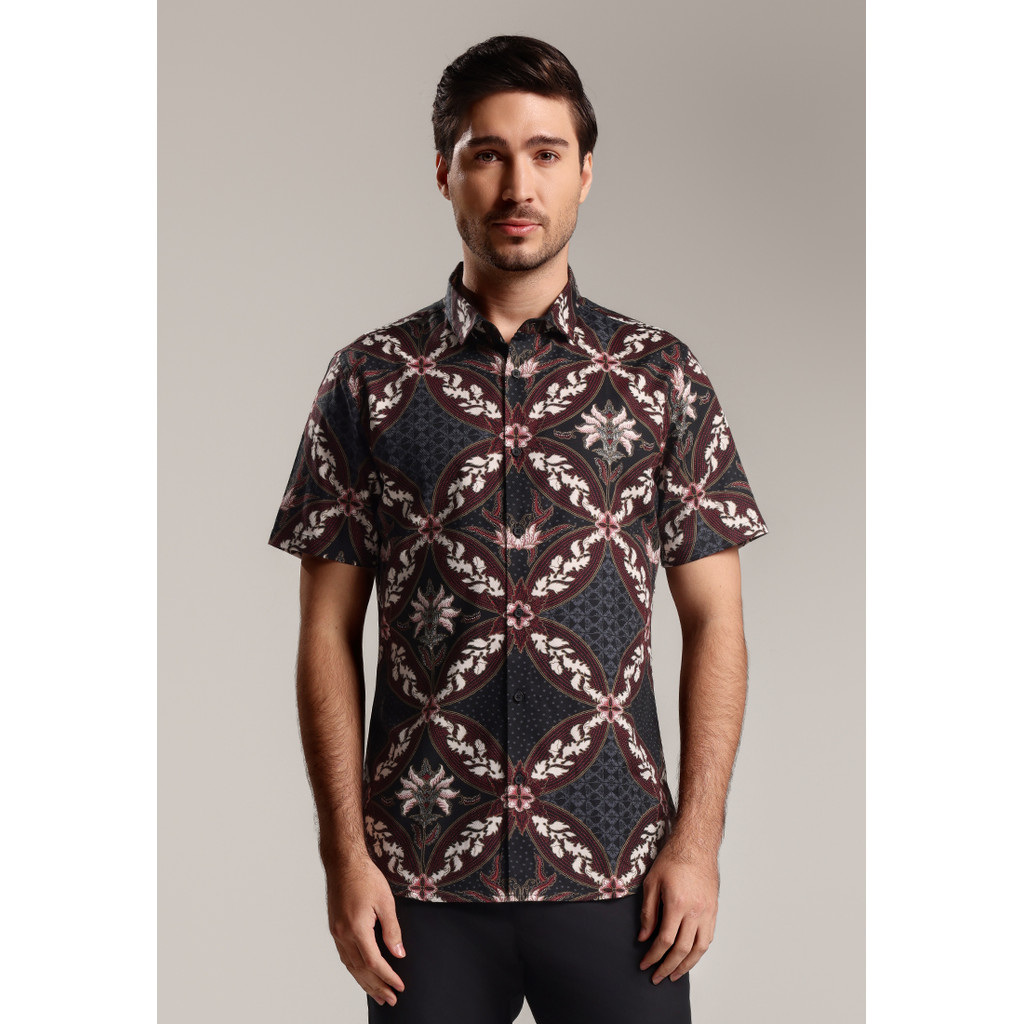 MOC - Kemeja Batik Pria Lengan Pendek Ragbani 2 - Maroon