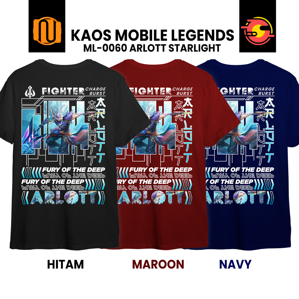 Nuhifa Store Kaos ARLOTT STARLIGHT Mobile Legeds Lengan Pendek Hitam  Fighter ARLOT ML MLBB