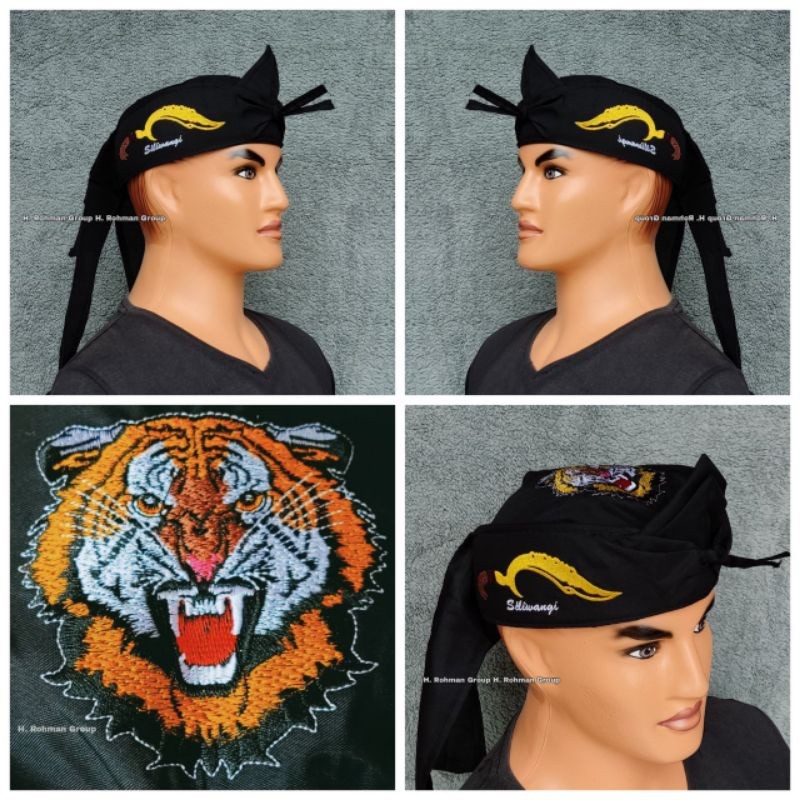 Bendo iket blangkon sunda full bordir kujang + macan siliwangi / Blangkon sunda logo kujang bordir