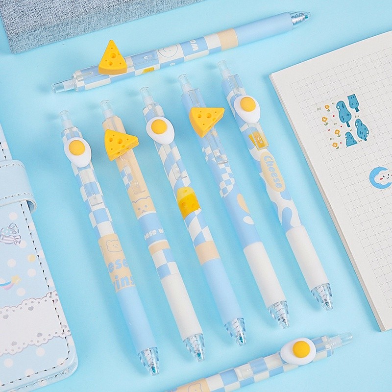 

6pcs Pulpen Tinta Gel Hitam 0.5mm Portable Seri Sea Salt & Cheese