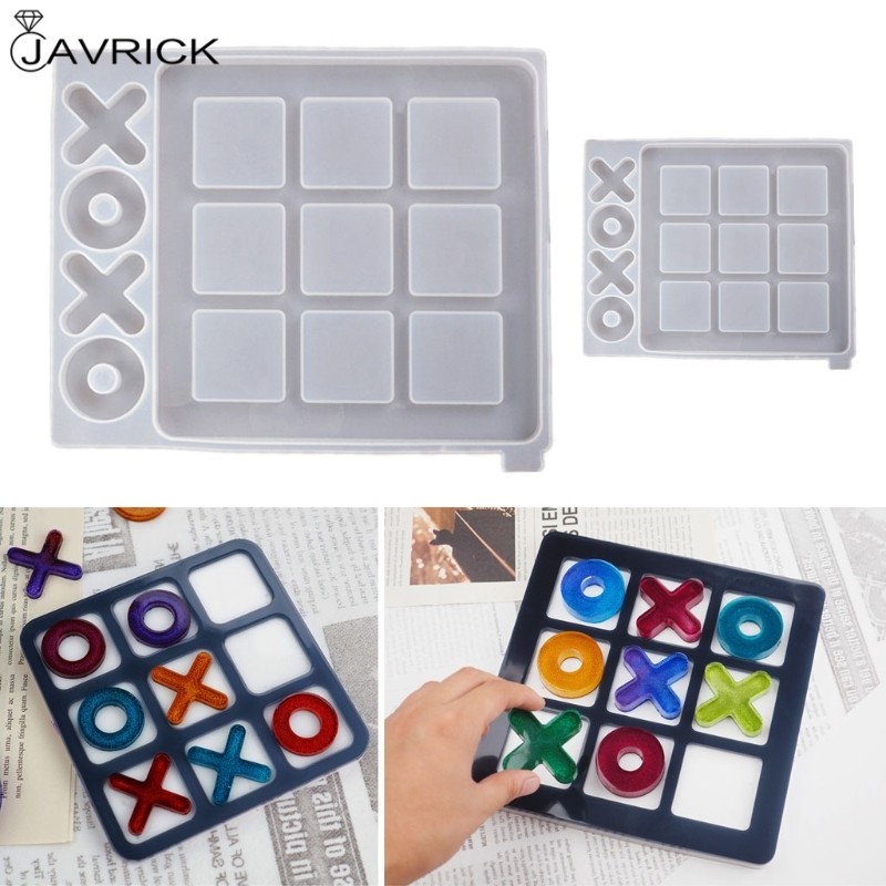 

Tic Tac Toe Game Board and X O Silicone Molds Set Epoxy Resin DIY Art Craft Mold for Christmas NightA Art Crafts Tools
