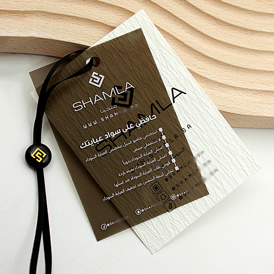 

Luxury Custom Clothing PVC Hang Tag for Hats Textured Specialty Paper Swing Tags Printing Brand Own LOGO Garment Accessories