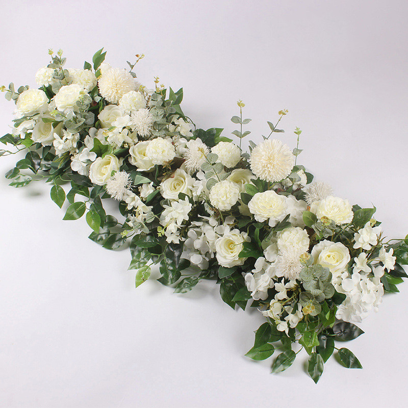 

50/100CM DIY Wedding Flower Wall Arrangement Supplies Silk Peonies Rose Artificial Floral Row Decor Marriage Iron Arch Backdrop