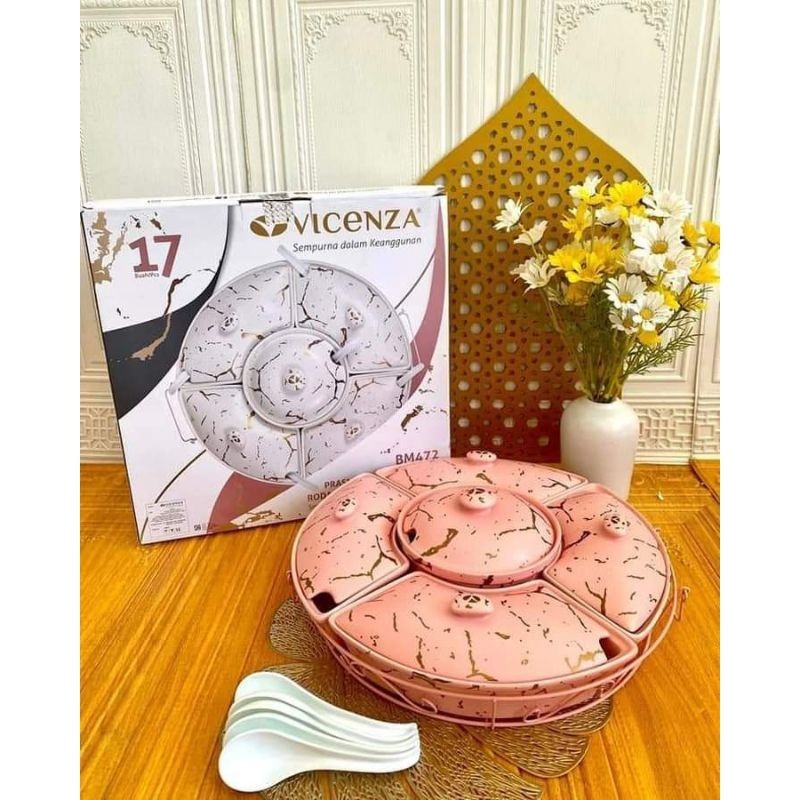 Prasmanan Putar Vicenza 17 inch Marble Set BM-472 (ukuran sedang)