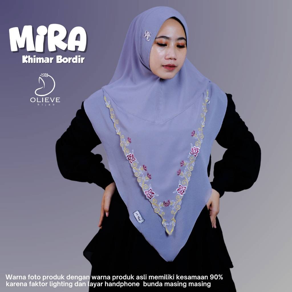 Hijab Mu ~ Hijab Mira Khimar Variasi Bordir Kerudung Syari Panjang Bahan Ceruti Premium Jilbab Insta