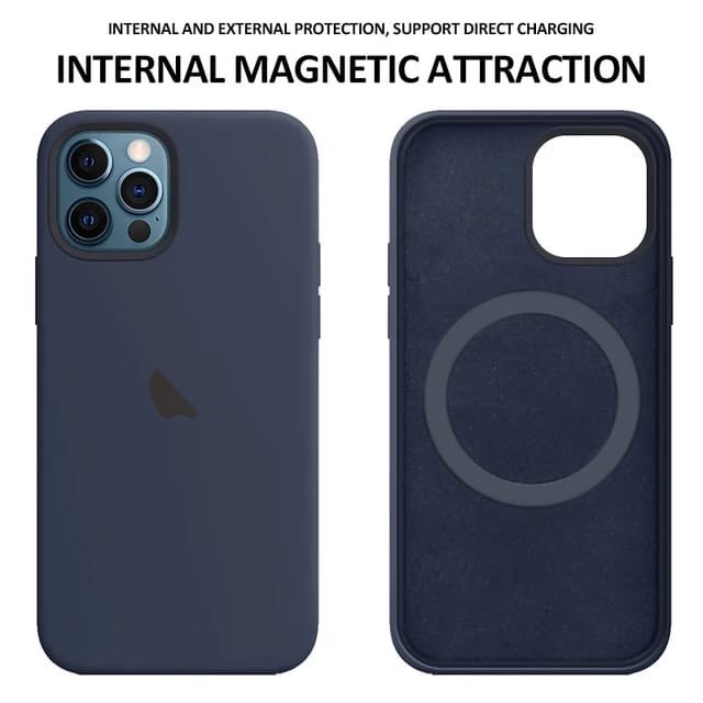 SILICONE CASE WITH MAGSAFE FOR IPHONE 12 / PRO / MINI / PRO MAX - IP12 PRO MAX, Hitam - IP12 PRO MAX