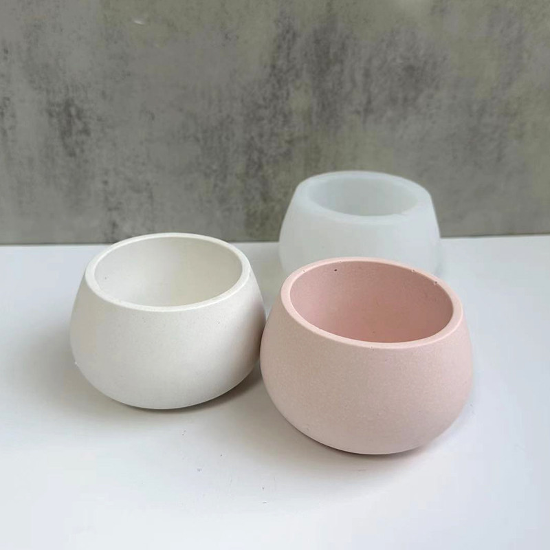 

Round Gypsum Flower Pot Mold DIY Concrete Cement Candle Jar Silicone Molds Epoxy Resin Storage Box Handicraft Mould Home Decor