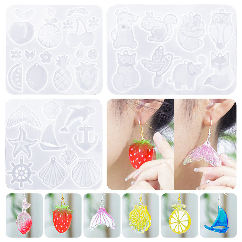 

Animals Silicone Resin Molds for DIY Keychain Starfish Shell Dolphin Fruit Earrings Mold DIY Pendants Jewelry Crafts Ornaments
