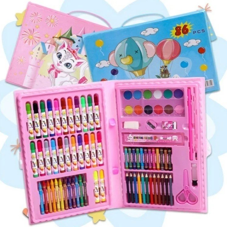 MITA Krayon Set Koper 86Pcs In 1 Pcs Pensil Warna Lengkap Set Alat Menggambar Mewarnai Cat Air Lukis