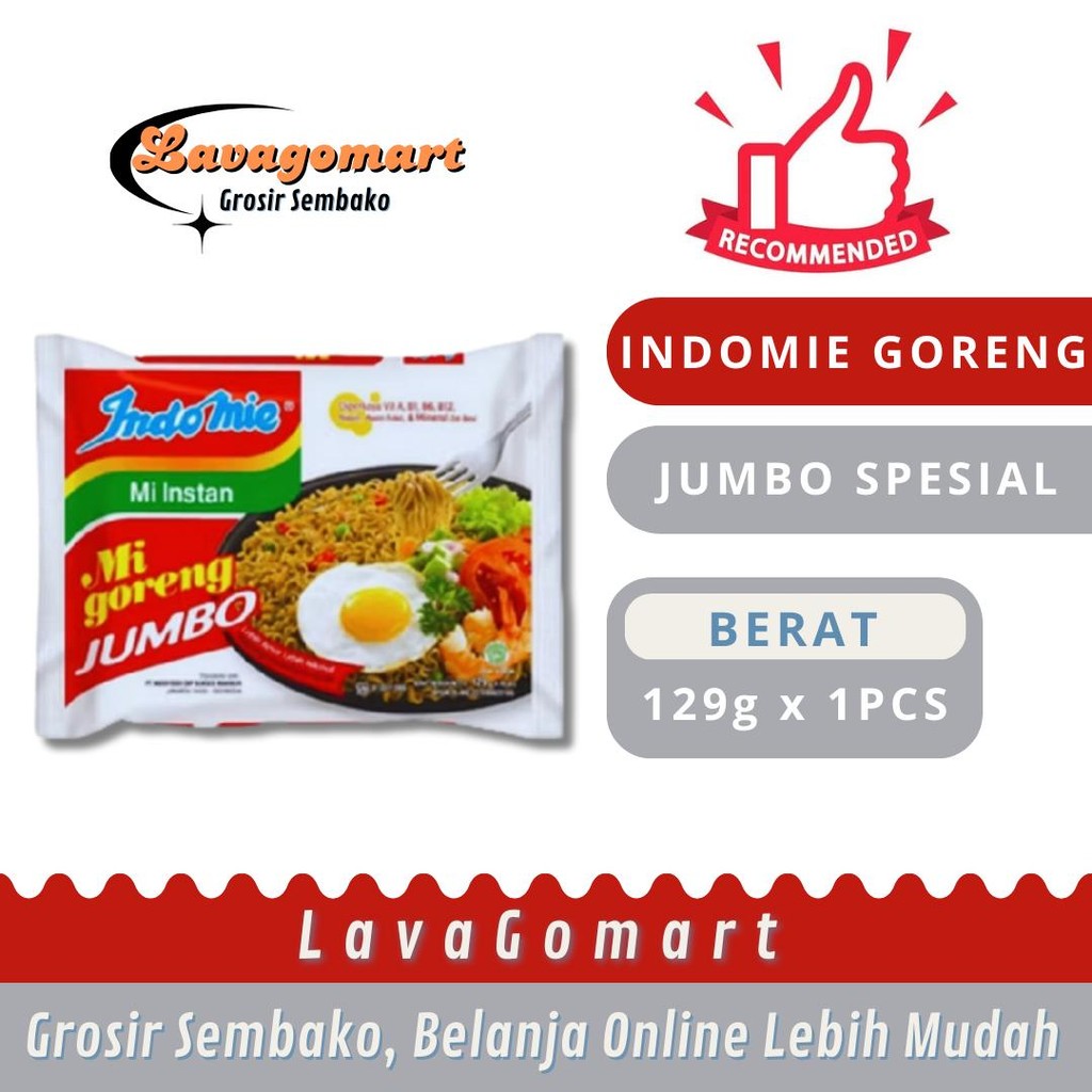

INDOMIE GORENG JUMBO 129g - 1 PCS - LAVAGOMART - BANDUNG