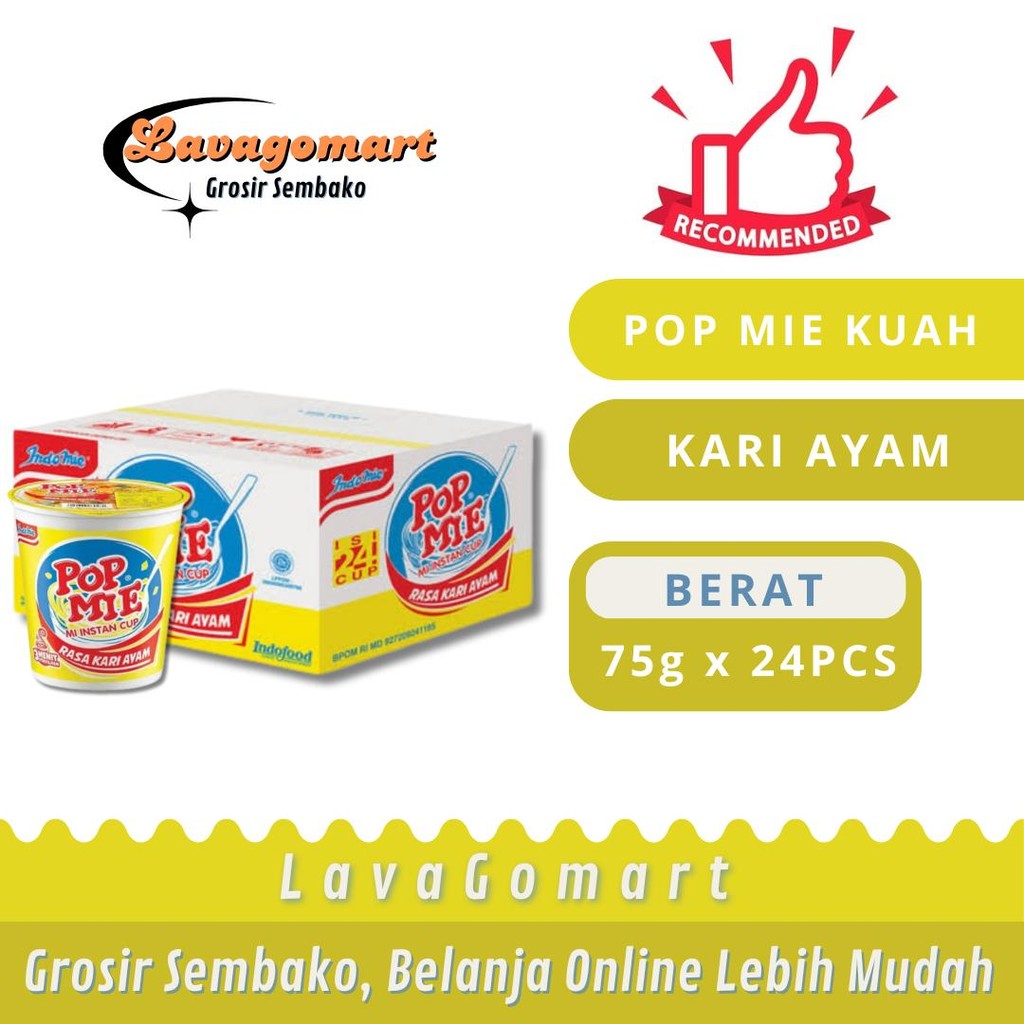 

POP MIE INSTAN CUP KARI AYAM 75g - 1 DUS - LAVAGOMART - BANDUNG