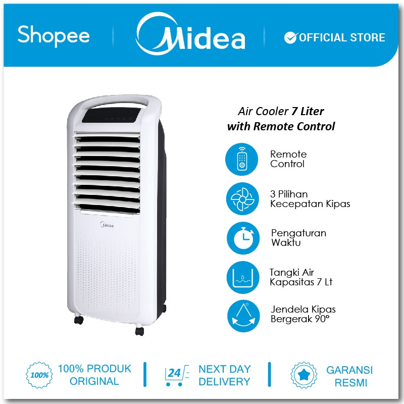 Midea Air Cooler and Purifier with HEPA Filter 7 Liter Ionizer Remote Control AC200-W