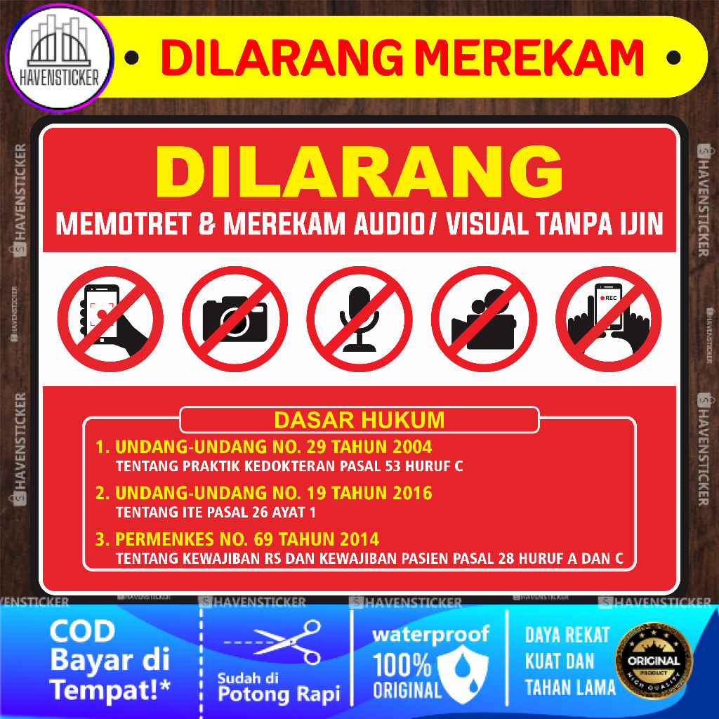 

Stiker Dilarang Memotret Dan Merekam Tanpa Ijin Laminas Kilat