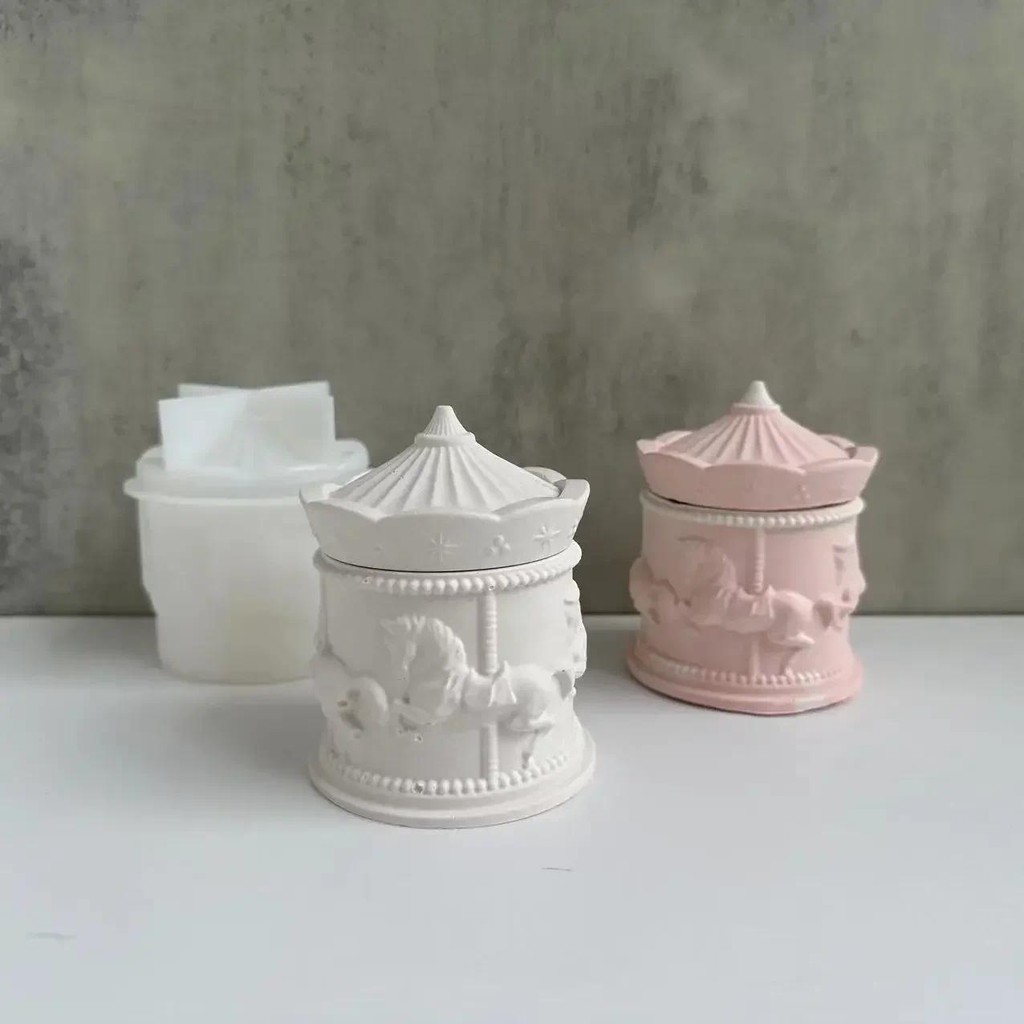 

Carousel Storage Box Silicone Mold Vase Can Epoxy Resin Silicone Mold DIY Jewelry Box Gypsum Resin Mold Storage Tank Mould