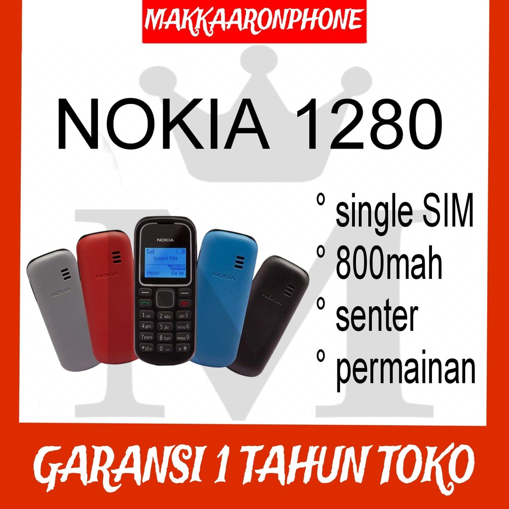 X61_ Hp Nokia 1280 Baru [Garansi 1 Tahun] Senter Hp Jadul Single Sim Senter Termurah Bagus