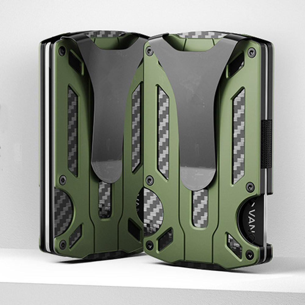 

Metal Wallet for Men Minimalist Slim RFID Blocking Front Pocket Tactical Carbon Fiber wallet Card Holder with Money Clip