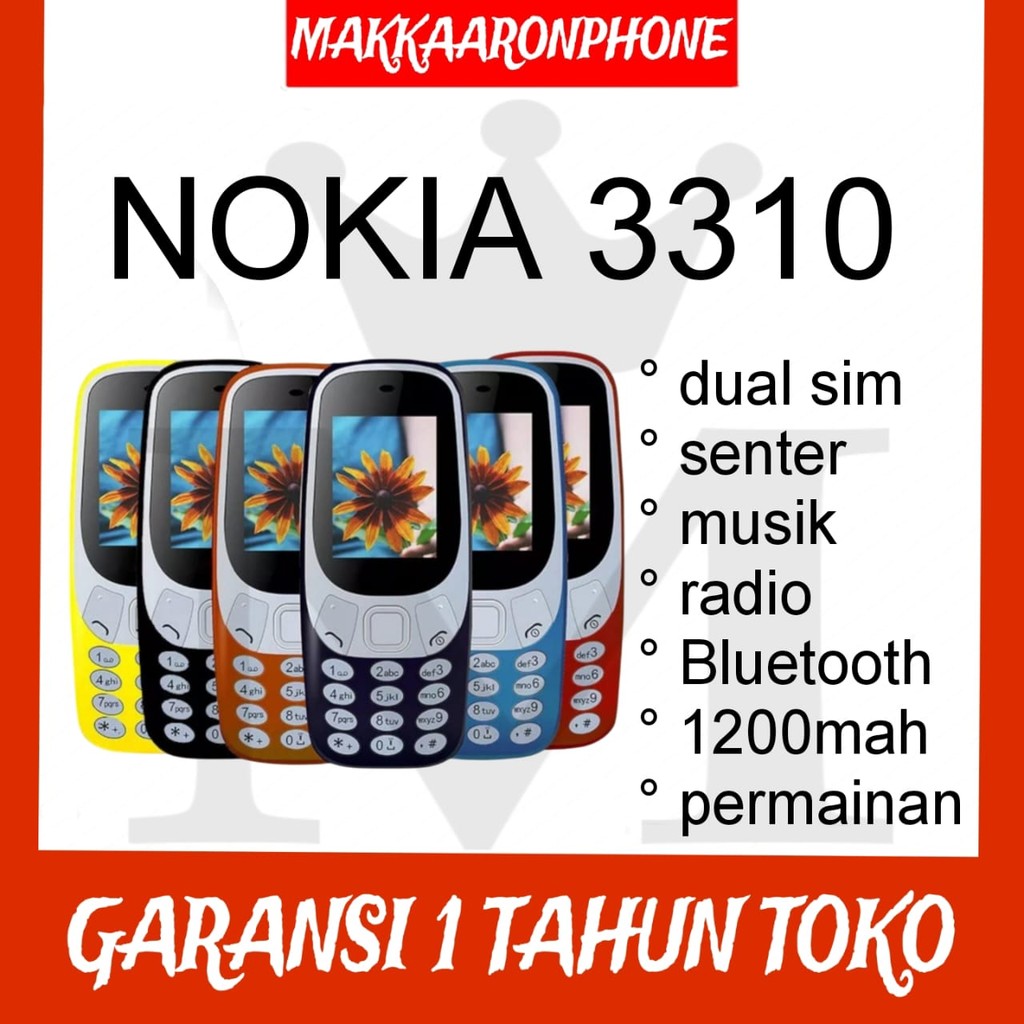HP NOKIA 3310 (BARU) [GARANSI 1 TAHUN] Dual SIM - Radio, Musik, Bluetooth, Senter - MAKKAARONPHONE