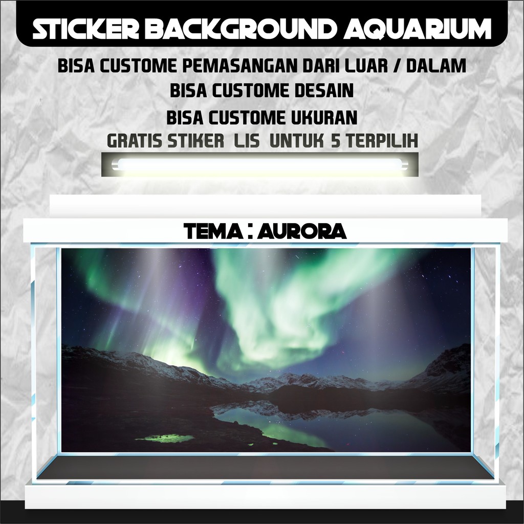 sticker wallpaper background aquarium belakang 3d tema gambar aurora 3d
