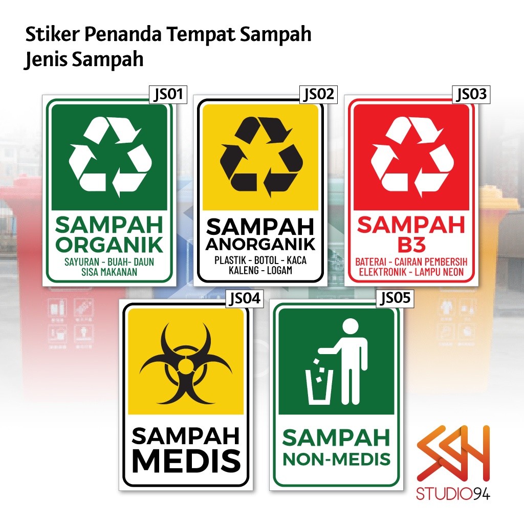 

Stiker Penanda Tempat Jenis Sampah - Organik Non Anorganik Medis Infeksius - Bahan Vinyl