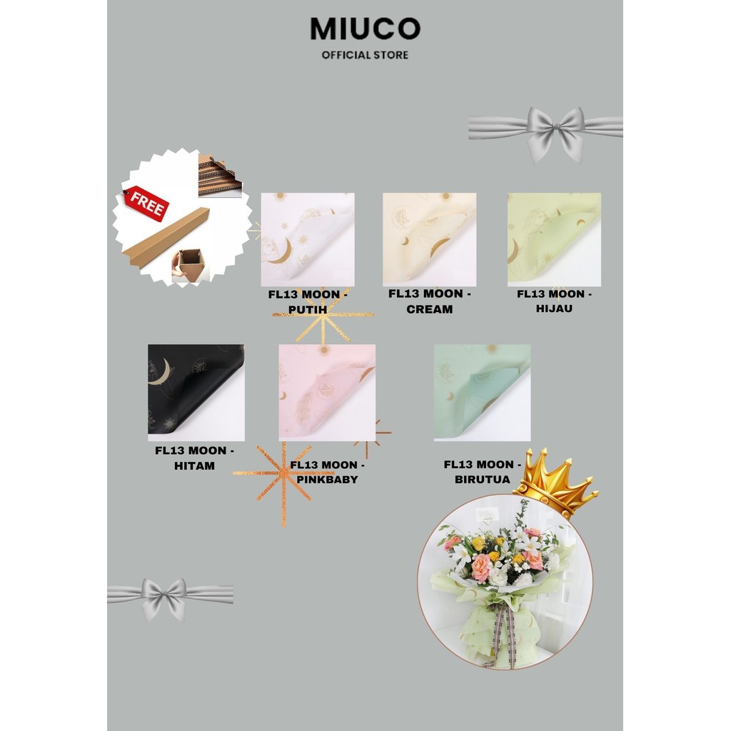 

MIUCO - (5 LEMBAR) - FL13 MOON Kertas Bunga Paper Buket Motif Bulan Modern Florist Cellophane