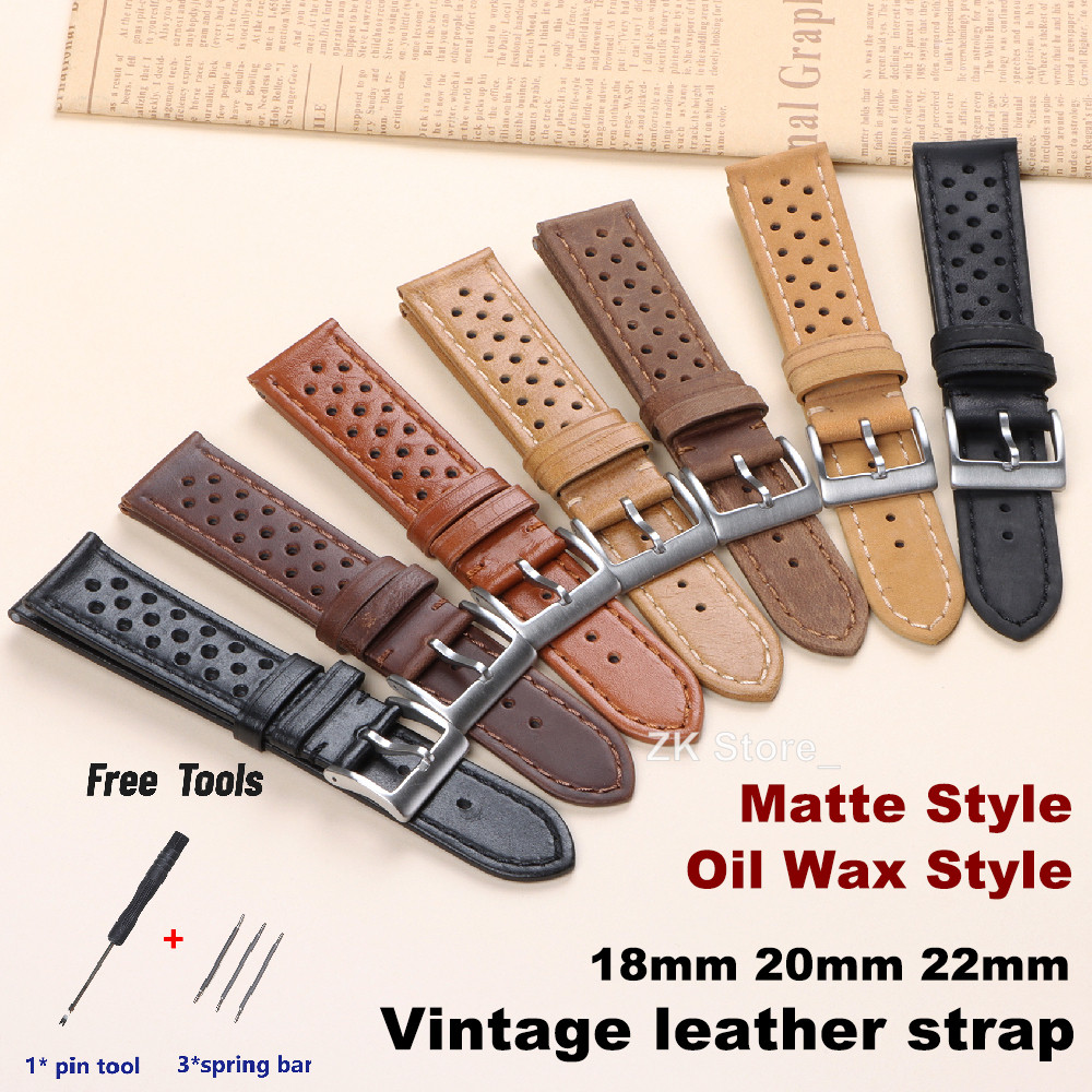 Cowhide Breathable Watch Band 18mm 20mm 22mm Strap for Tag Heuer Connected Bands for Seiko Men Women