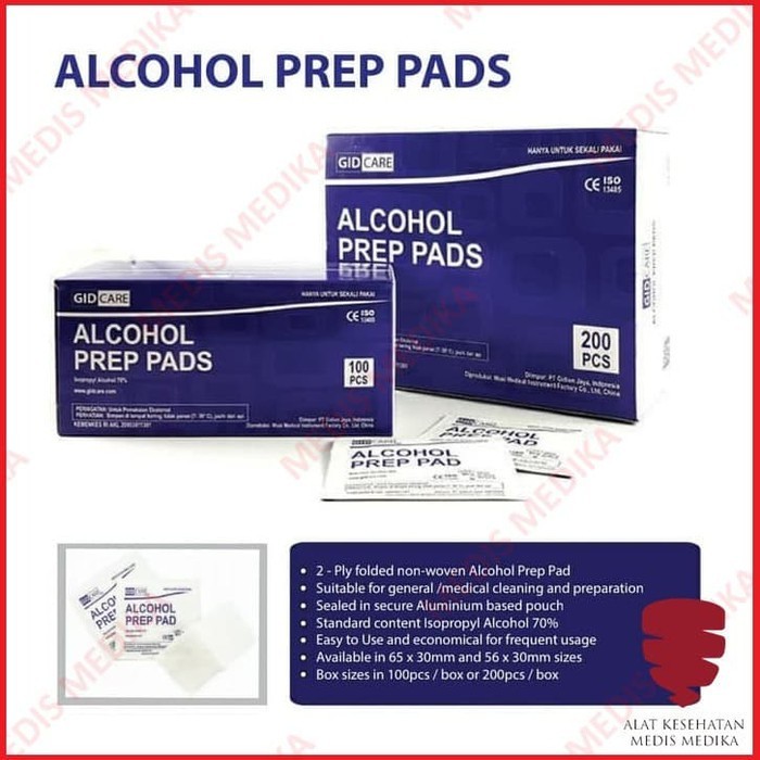 Alkohol Swab Kapas Pembersih Tisu Tissue Alcohol Prep Pads Isi 200