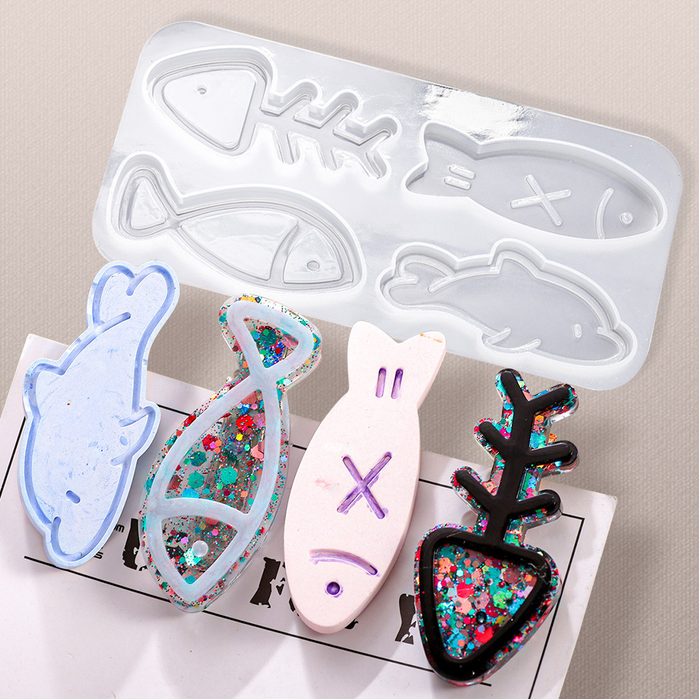 

Kawaii Fish Silicone Molds DIY Hair Clip Fishbone Epoxy Resin Mould Metal Hairpin Jewelry Making DIY Barrettes Hair Accessories