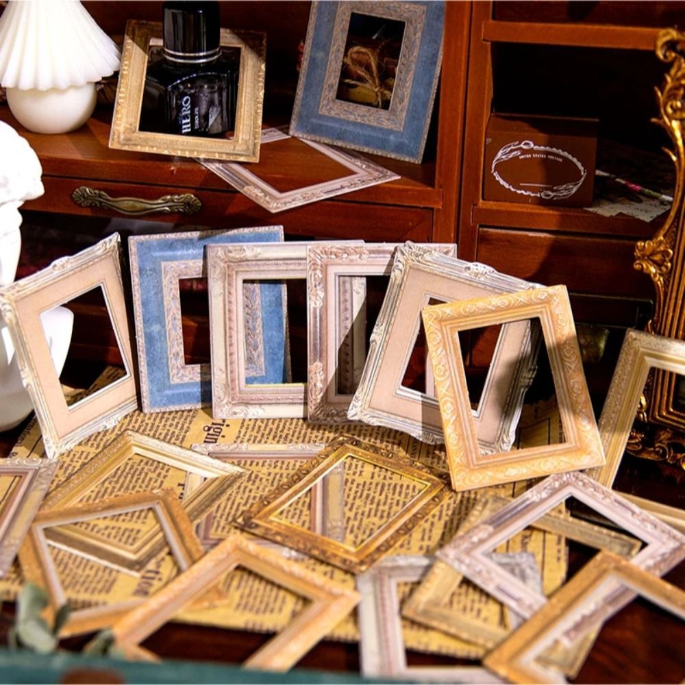 

Flower Decorative Cards Geometric Picture Frame Stickers Cutout Frame Decor Scrapbooking Collage Materials Handcrafts DIY Tools