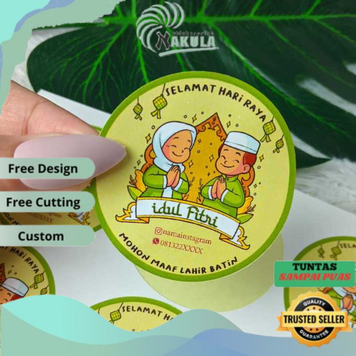 

NKL 5-8 Cetak Sticker Label Bulat Idul Fitri Stiker Lebaran Toples Label Kue Kering Cookies
