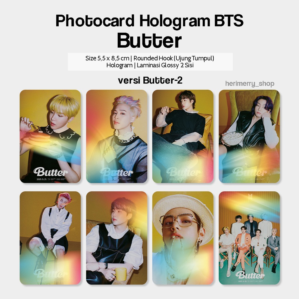 Photocard Hologram BETEES Butter - Photo card Premium Kpop Kartu Foto Member Unofficial PTD Army Jun