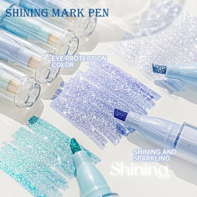 

4Pcs/Set Shining Highlighter Markers Kawaii Stationery Back to School Supplies for Graffiti Drawing Painting School Acsesories