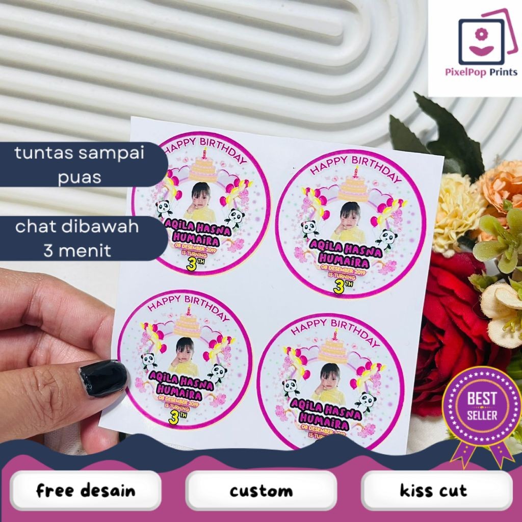 

Opikapip 9-15 Sticker Ulang Tahun Anak Vinyl Anti Air Stiker Label Undangan Happy Birthday Uk.Besar