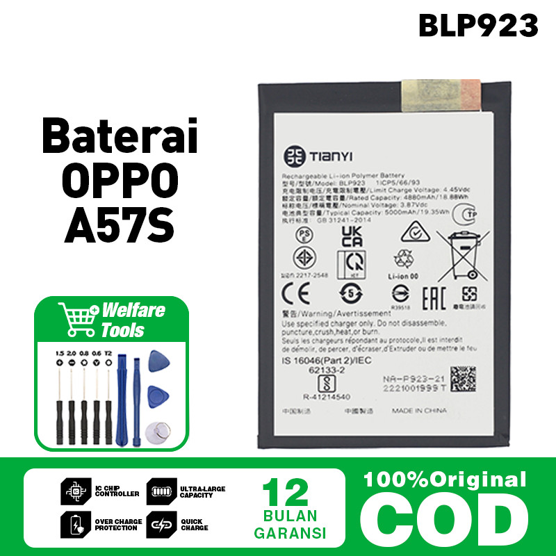 Original Phone Baterai OPPO A57s Battery For OPPO BLP923 Baterai hp Safe Durable Fast Charging Batre