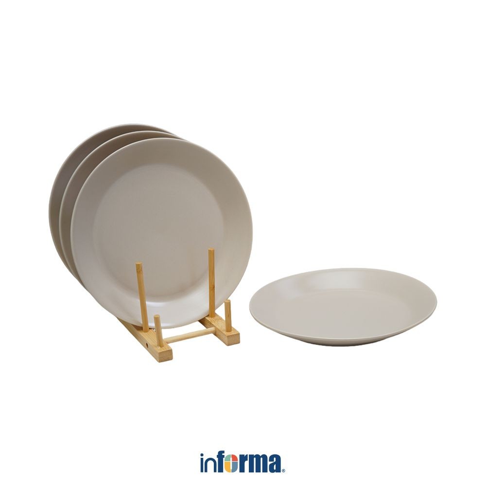 Informa Appetite Set 4 Pcs Sevyn Perlengkapan Makan Dengan Rak - Cokelat Dinner Set Plate Aesthetic