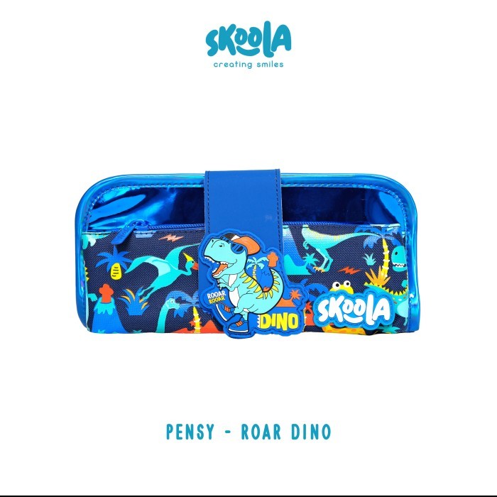 

[N E W] Skoola Tempat Pensil Lipat 3 Pencil Case Anak Laki" Bola Dino - Pensy - ROAR DINO