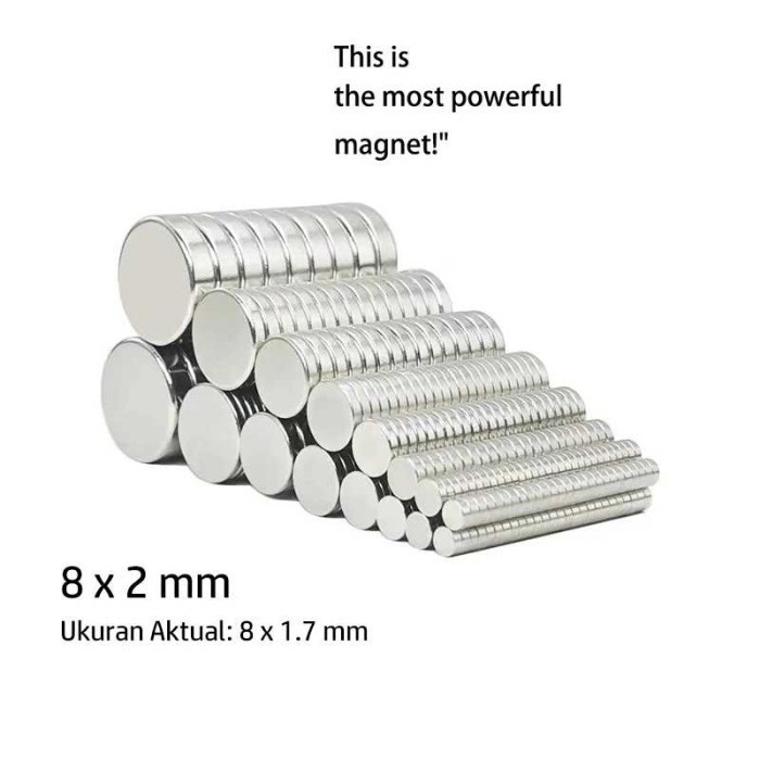 

GRSO Magnet Bulat Powerful Neodymium NdFeB N35 8x1.7mm 100 PCS YNA73W