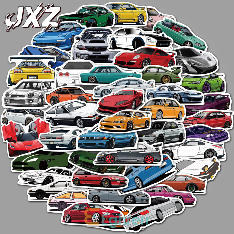 

Eeghrerr 60PCS Stiker Mobil Balap Mobil Kartun Stiker Anti Air Dekorasi Handbook Scrapbook