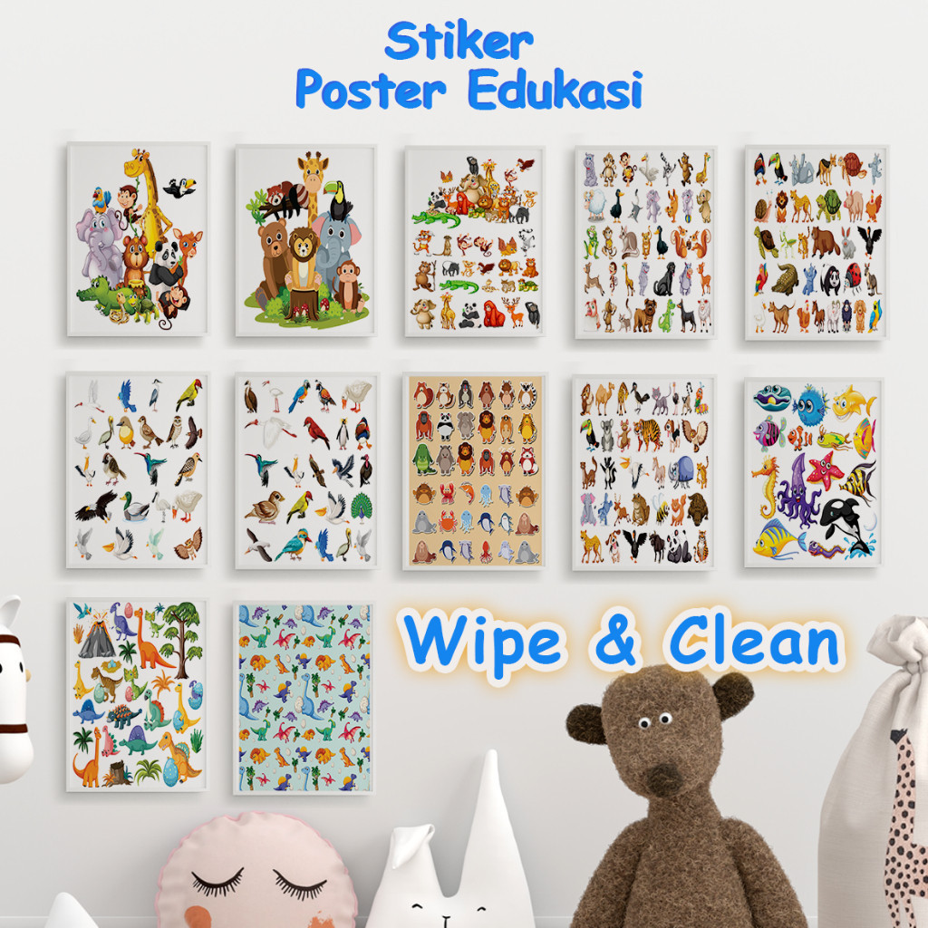 

Stiker Poster Gambar Hewan dan Transportasi Edukasi Anak