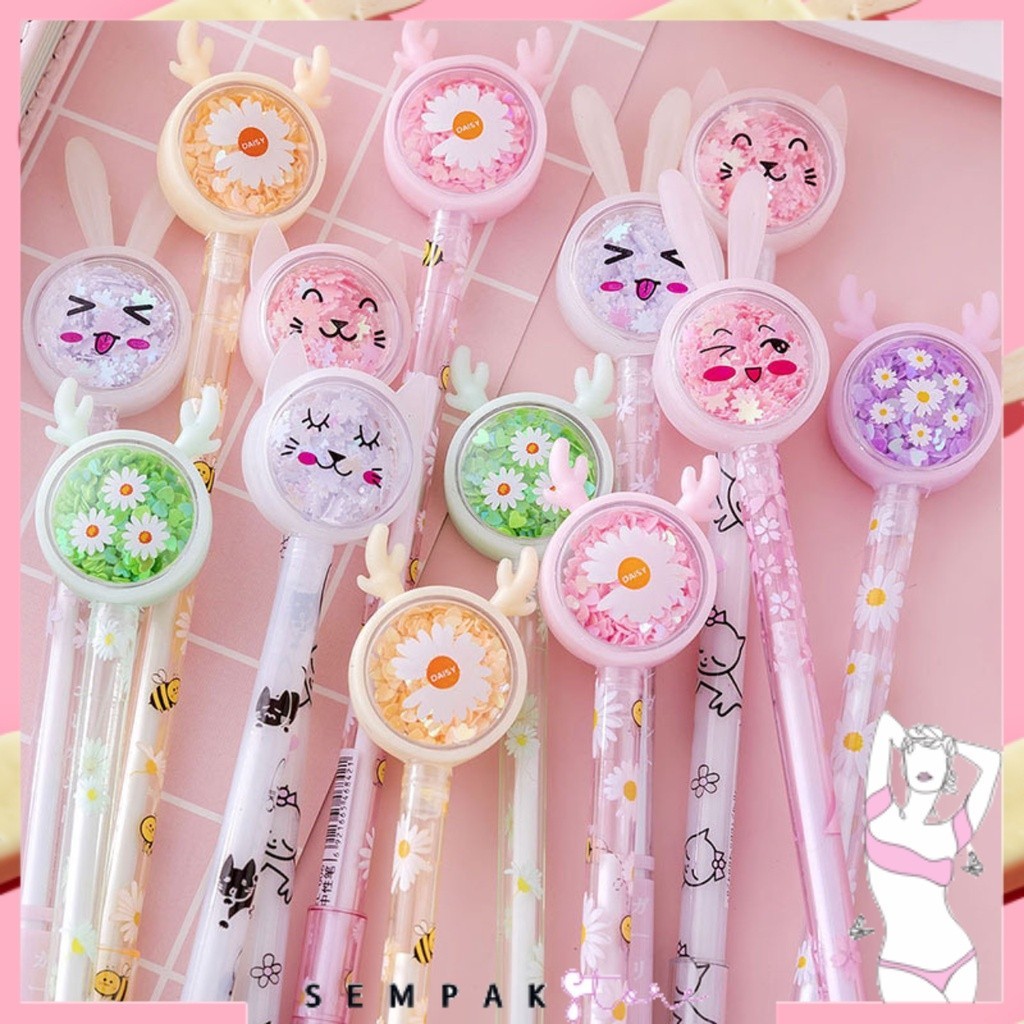 

SS Pena Karakter Payet Gliter Bunny Lucu Black Ink Gel Pulpen Murah Gel Bolpen Gel Pastel Alat Tulis Sekolah Kantor Murah