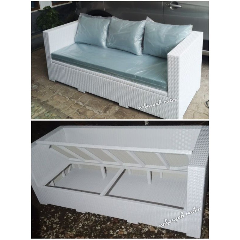 sofa 3 seater / sofa storage / sofa tunggal rotan sintetis