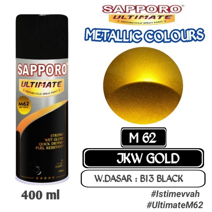 

SAPPORO ULTIMATE M62 JKW GOLD 400ml Cat Semprot Pylok Pilok Pylox